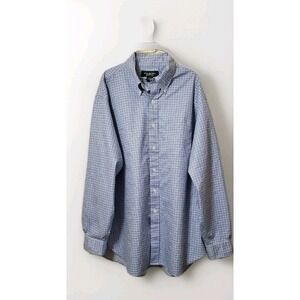Brooks Brothers Country Club Egyptian Cotton Plaid Button Down Shirt Men XL Blue